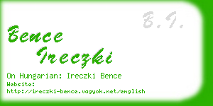 bence ireczki business card